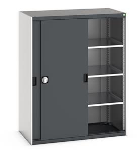 Bott cubio cupboard with lockable sliding doors 1600mm high x 1300mm wide x 650mm deep and supplied with 3 x 160kg capacity shelves.   Ideal for areas with limited space where standard outward opening doors would not be suitable.... Bott Cubio Sliding Door Cupboards restricted space tool cupboard